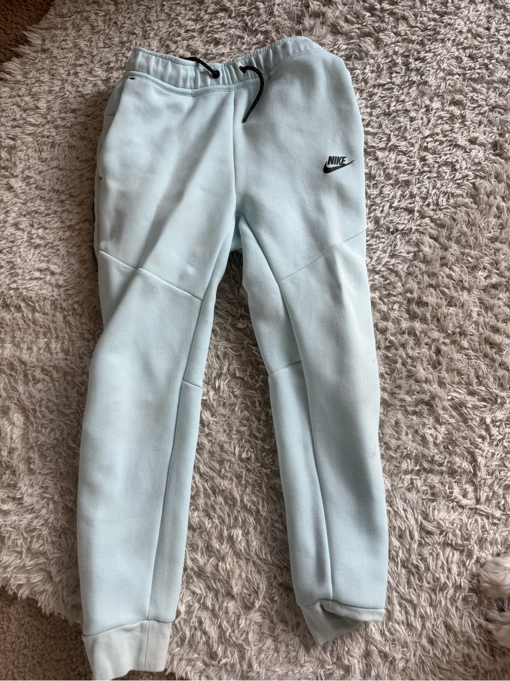 Nike Kids Pale Blue Fleece Joggers with Black Logo